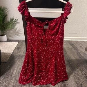 🌷 red floral mini dress
